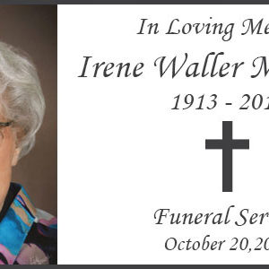Celebration of Life service for Irene Waller McFerron